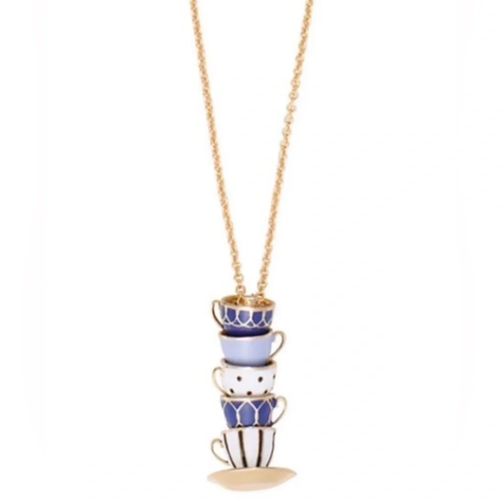 Kate Spade Authentic Tea Time Stacked Cups Necklace